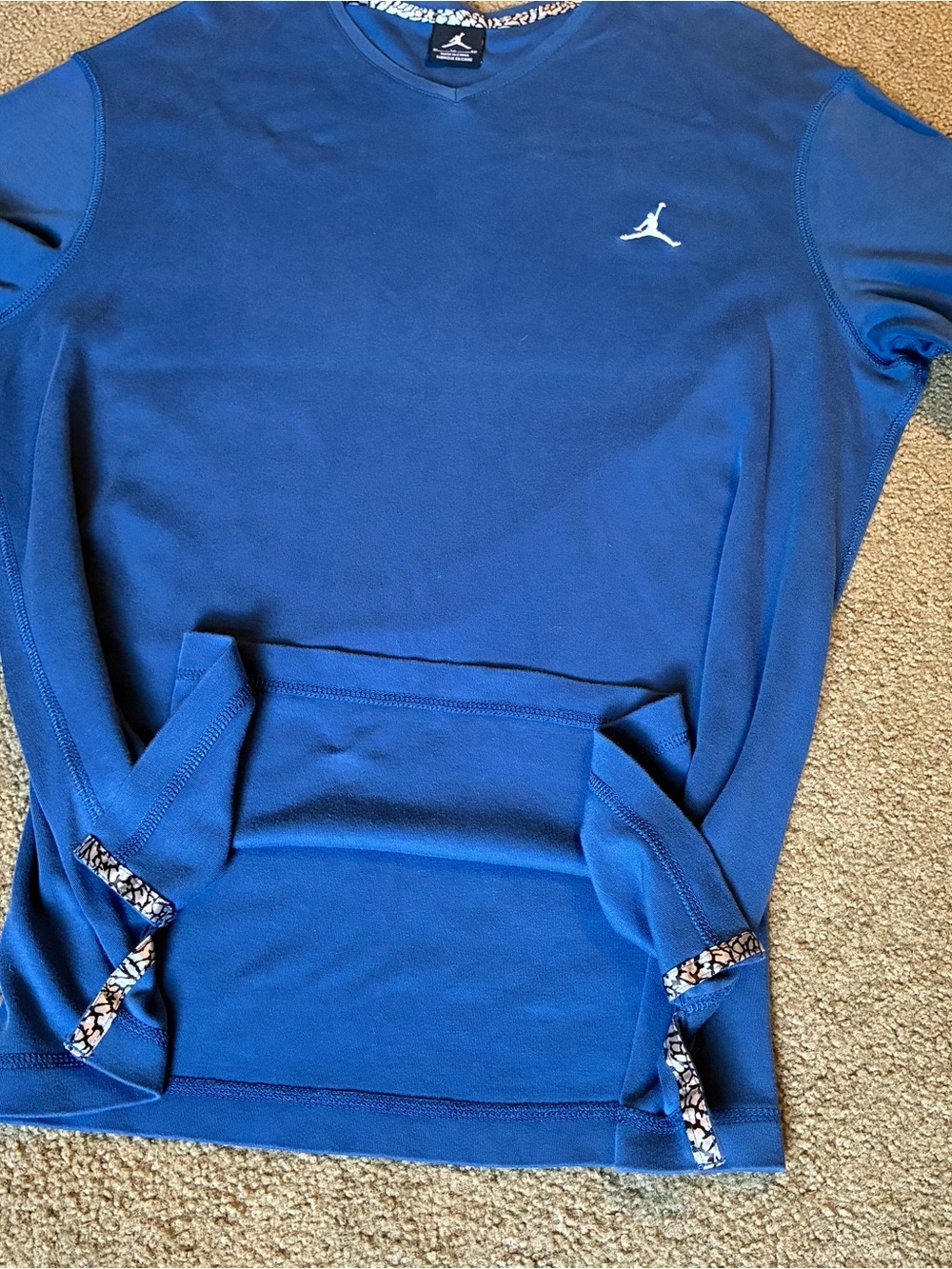 Jordan Tshirt Mens XL Blue Jumpman Logo Vneck Athletic Gym Basketball Tee - Picture 9 of 12